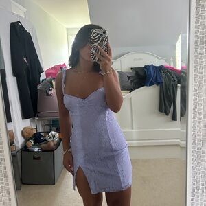 Lucy in the Sky Sweetheart Neck Lace Dress in Lavender size XS